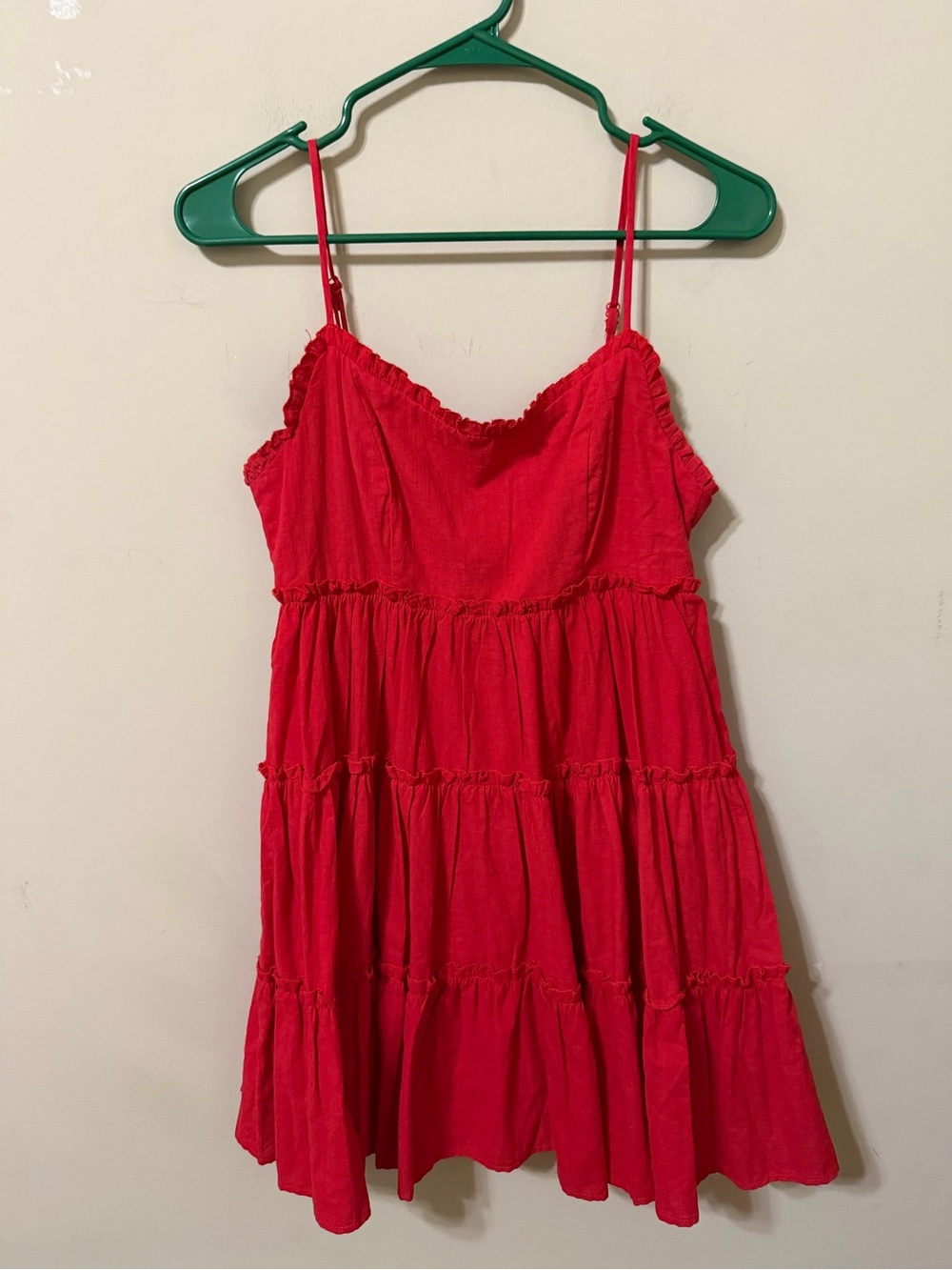 B. Smart Red Tiered Spaghetti-Strap Sundress party day ivy preppy boho size 1